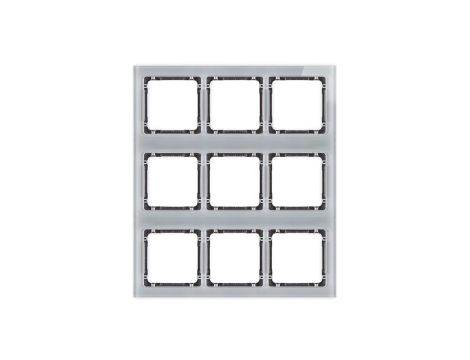 DECO Ramka modułowa 9 krotna (3 poziom, 3 pion) - efekt szkła (ramka szara spód grafitowy) szary 15-11-DRSM-3x3