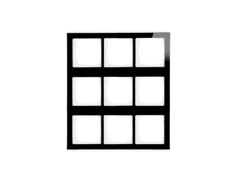 DECO Ramka modułowa 9 krotna (3 poziom, 3 pion) - efekt szkła (ramka czarna spód biała) czarny 12-0-DRSM-3x3