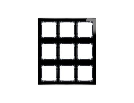 DECO Ramka modułowa 9 krotna (3 poziom, 3 pion) - efekt szkła (ramka czarna spód czarny) czarny 12-12-DRSM-3x3