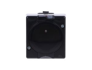 SENIOR Gniazdo pojedyncze z uziemieniem 2P+Z (klapka dymna) czarny 12GHS-1d