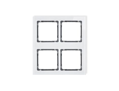 DECO Ramka modułowa 4 krotna (2 poziom, 2 pion) - efekt szkła (ramka biała spód grafitowy) biały 0-11-DRSM-2x2