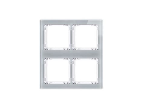 DECO Ramka modułowa 4 krotna (2 poziom, 2 pion) - efekt szkła (ramka szara spód biała) szary 15-0-DRSM-2x2
