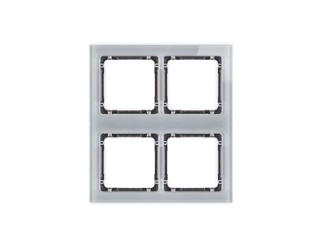 DECO Ramka modułowa 4 krotna (2 poziom, 2 pion) - efekt szkła (ramka szara spód grafitowy) szary 15-11-DRSM-2x2