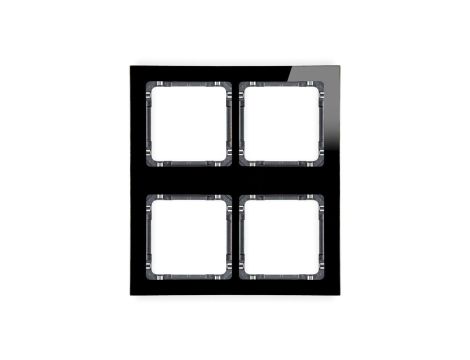 DECO Ramka modułowa 4 krotna (2 poziom, 2 pion) - efekt szkła (ramka czarna spód grafitowy) czarny 12-11-DRSM-2x2