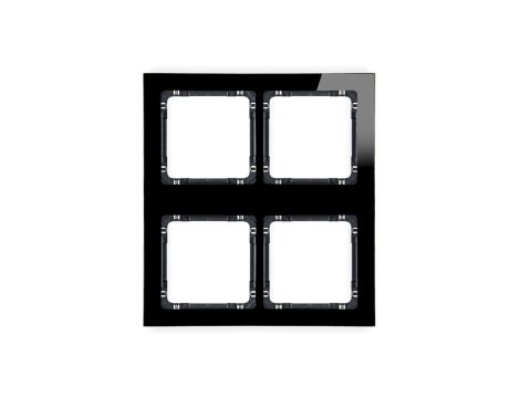 DECO Ramka modułowa 4 krotna (2 poziom, 2 pion) - efekt szkła (ramka czarna spód czarny) czarny 12-12-DRSM-2x2