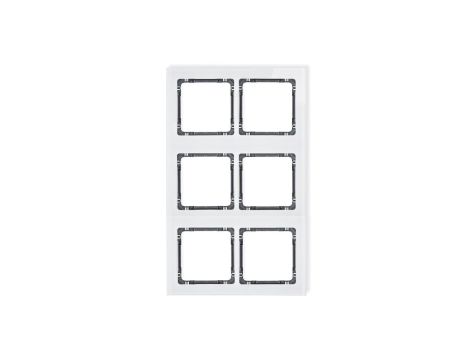 DECO Ramka modułowa 6 krotna (2 poziom, 3 pion) - efekt szkła (ramka biała spód grafitowy) biały 0-11-DRSM-2x3
