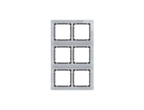DECO Ramka modułowa 6 krotna (2 poziom, 3 pion) - efekt szkła (ramka szara spód grafitowy) szary 15-11-DRSM-2x3