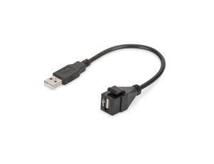 Moduł Keystone USB 2.0 z kablem 16cm łącznik do gniazd i pustych paneli żeński/męski czarny DN-93402