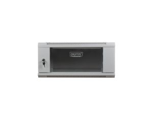 Szafa wisząca jednosekcyjna 19 cali 4U 279/600/450mm drzwi szklane szara (RAL 7035) niezmontowana DN-WU19 04U/450