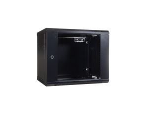 Szafa wisząca jednosekcyjna 19 cali 9U 501/600/450mm drzwi szklane czarna (RAL 9004) niezmontowan cali DN-WU19 09U/450/B