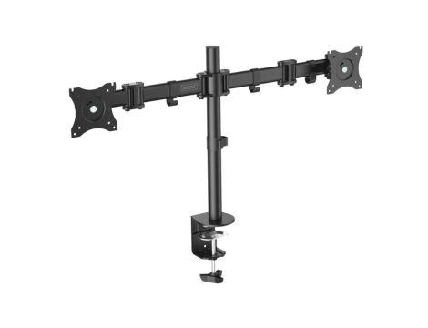Stojak biurkowy podwójny z zaciskiem 2xLCD max 27 cali max obciążenie 8kg uchylno-obrotowy 360stDA-90349