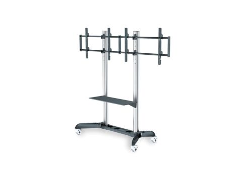 Stojak mobilny podwójny z półką 2xLCD max 70 cali max 128kg VESA max 800x500 DA-90371