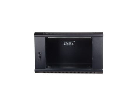 Szafa wisząca jednosekcyjna 19 cali 4U 279/600/450mm drzwi szklane czarna (RAL 9004) niezmontowana DN-WU19 04U/450/B