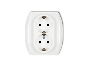 TREND Gniazdo podwójne b/u okleina: srebrny lux GP-2Sp