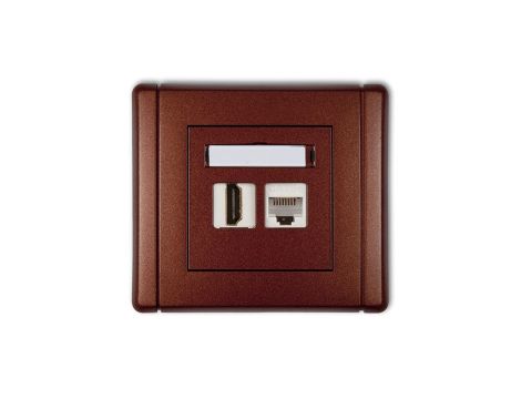 FLEXI Gniazdo pojedyncze HDMI + gniazdo komp. poj. 1xRJ45, kat. 5e, 8-stykowe brązowy metalik 9FGHK