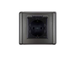 FLEXI Gniazdo bryzgoszczelne z/u SCHUKO (klapka dymna) grafitowy 11FGPB-1sdp
