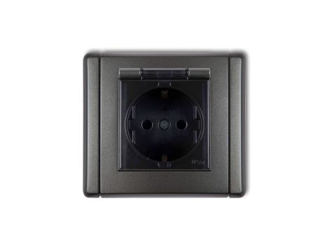 FLEXI Gniazdo bryzgoszczelne z/u SCHUKO (klapka dymna) grafitowy 11FGPB-1sdp