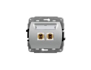 TREND Gniazdo głośnikowe pojedyncze (typu banan - czerwony i czarny, pozłacany, 4 mm2, skręcany) srebrny metalik 7GG-4