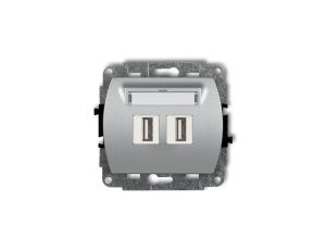 TREND Gniazdo podwójne 2xUSB-AA srebrny metalik 7GUSB-2