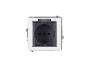 DECO Gniazdo bryzgoszczelne z/u SCHUKO (klapka dymna) biały DGPB-1sdp