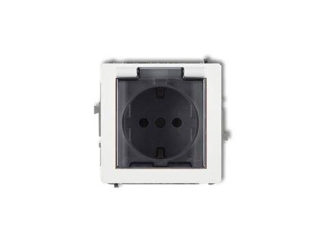 DECO Gniazdo bryzgoszczelne z/u SCHUKO (klapka dymna) biały DGPB-1sdp