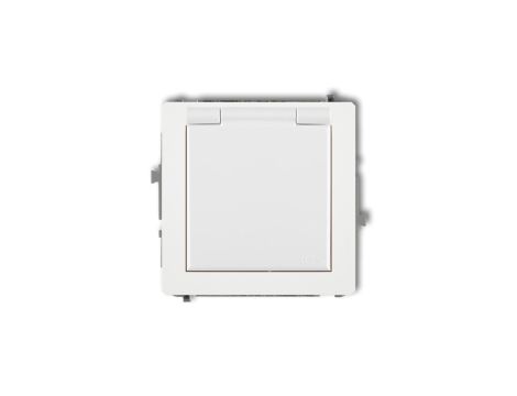 DECO Gniazdo bryzgoszczelne z/u SCHUKO (klapka biała) biały DGPB-1sp
