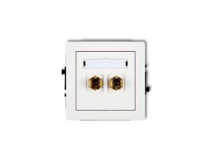 DECO Gniazdo głośnikowe pojedyncze (typu banan - czerwony i czarny, pozłacany, 4 mm2, do lutowania) biały DGG-3