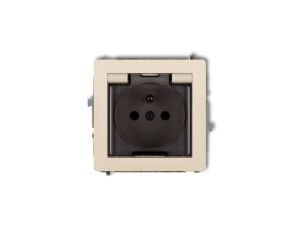 DECO Gniazdo bryzgoszczelne z/u (klapka dymna) beżowy 1DGPB-1zdp