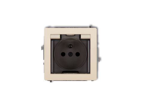 DECO Gniazdo bryzgoszczelne z/u (klapka dymna) beżowy 1DGPB-1zdp