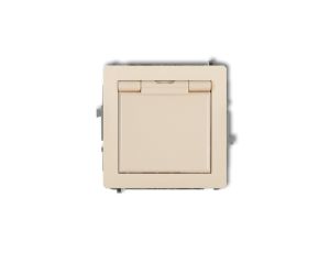 DECO Gniazdo bryzgoszczelne z/u SCHUKO (klapka beżowa) beżowy 1DGPB-1sp