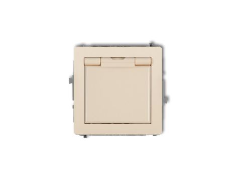 DECO Gniazdo bryzgoszczelne z/u SCHUKO (klapka beżowa) beżowy 1DGPB-1sp
