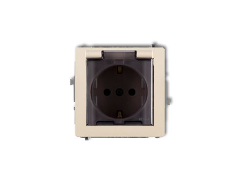 DECO Gniazdo bryzgoszczelne z/u SCHUKO (klapka dymna) beżowy 1DGPB-1sdp