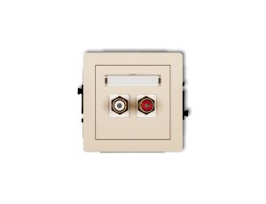 DECO Gniazdo podwójne RCA (typu cinch - biały i czerwony, pozłacany) beżowy 1DGRCA-2