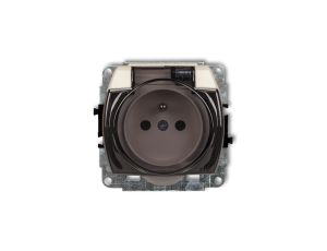 TREND Gniazdo bryzgoszczelne z/u (klapka dymna) beżowy 1GPB-1zdp