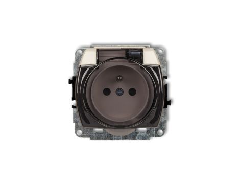 TREND Gniazdo bryzgoszczelne z/u (klapka dymna) beżowy 1GPB-1zdp