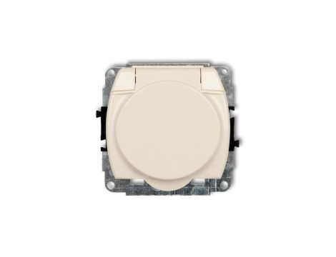 TREND Gniazdo bryzgoszczelne z/u SCHUKO (klapka beżowa) beżowy 1GPB-1sp