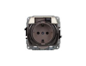 TREND Gniazdo bryzgoszczelne z/u SCHUKO (klapka dymna) beżowy 1GPB-1sdp