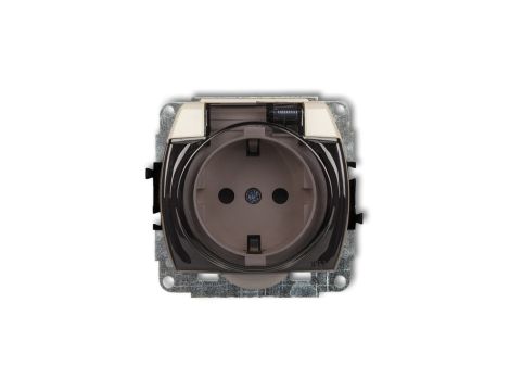 TREND Gniazdo bryzgoszczelne z/u SCHUKO (klapka dymna) beżowy 1GPB-1sdp