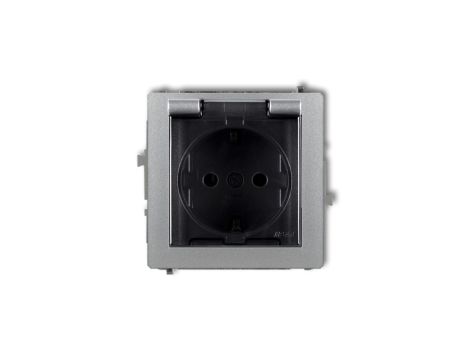 DECO Gniazdo bryzgoszczelne z/u SCHUKO (klapka dymna) srebrny metalik 7DGPB-1sdp