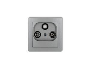 DECO Gniazdo antenowe RTV-SAT przelotowe 10dB srebrny metalik 7DGSP