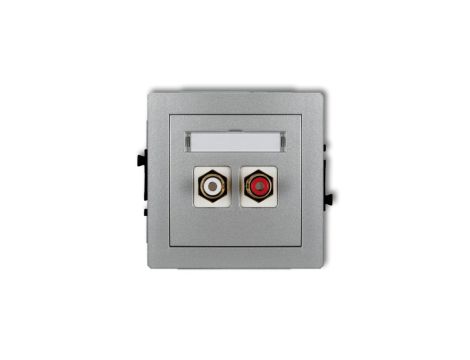 DECO Gniazdo podwójne RCA (typu cinch - biały i czerwony, pozłacany) srebrny metalik 7DGRCA-2