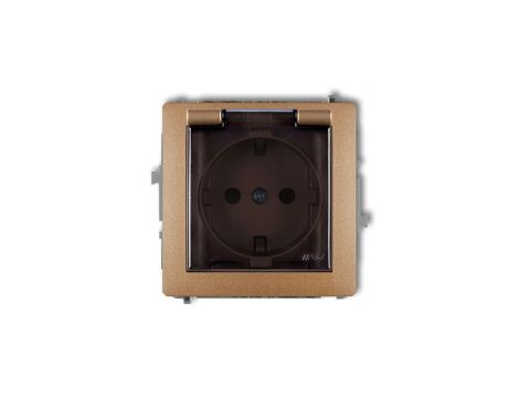 DECO Gniazdo bryzgoszczelne z/u SCHUKO (klapka dymna) złoty metalik 8DGPB-1sdp