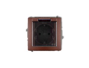 DECO Gniazdo bryzgoszczelne z/u SCHUKO (klapka dymna) brązowy metalik 9DGPB-1sdp