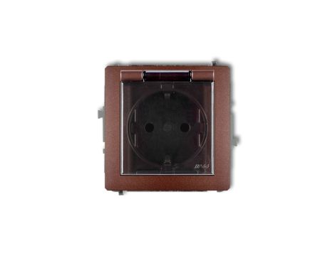 DECO Gniazdo bryzgoszczelne z/u SCHUKO (klapka dymna) brązowy metalik 9DGPB-1sdp