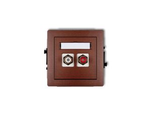 DECO Gniazdo podwójne RCA (typu cinch - biały i czerwony, pozłacany) brązowy metalik 9DGRCA-2