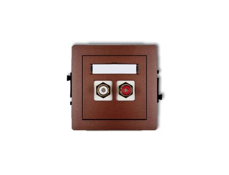 DECO Gniazdo podwójne RCA (typu cinch - biały i czerwony, pozłacany) brązowy metalik 9DGRCA-2