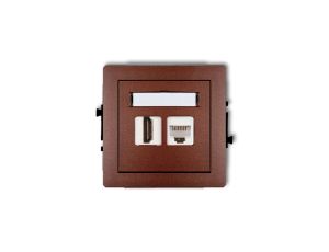 DECO Gniazdo pojedyncze HDMI + Gniazdo komputerowe pojedyncze 1xRJ45, kat. 5e, 8-stykowy brązowy metalik 9DGHK