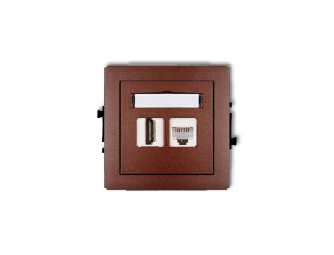DECO Gniazdo pojedyncze HDMI + Gniazdo komputerowe pojedyncze 1xRJ45, kat. 5e, 8-stykowy brązowy metalik 9DGHK