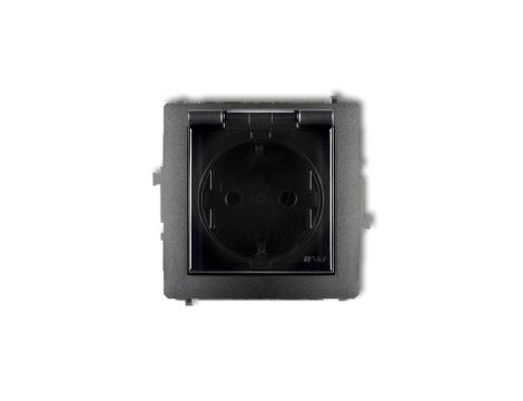 DECO Gniazdo bryzgoszczelne z/u SCHUKO (klapka dymna) grafitowy 11DGPB-1sdp