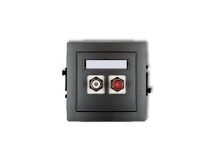 DECO Gniazdo podwójne RCA (typu cinch - biały i czerwony, pozłacany) grafitowy 11DGRCA-2